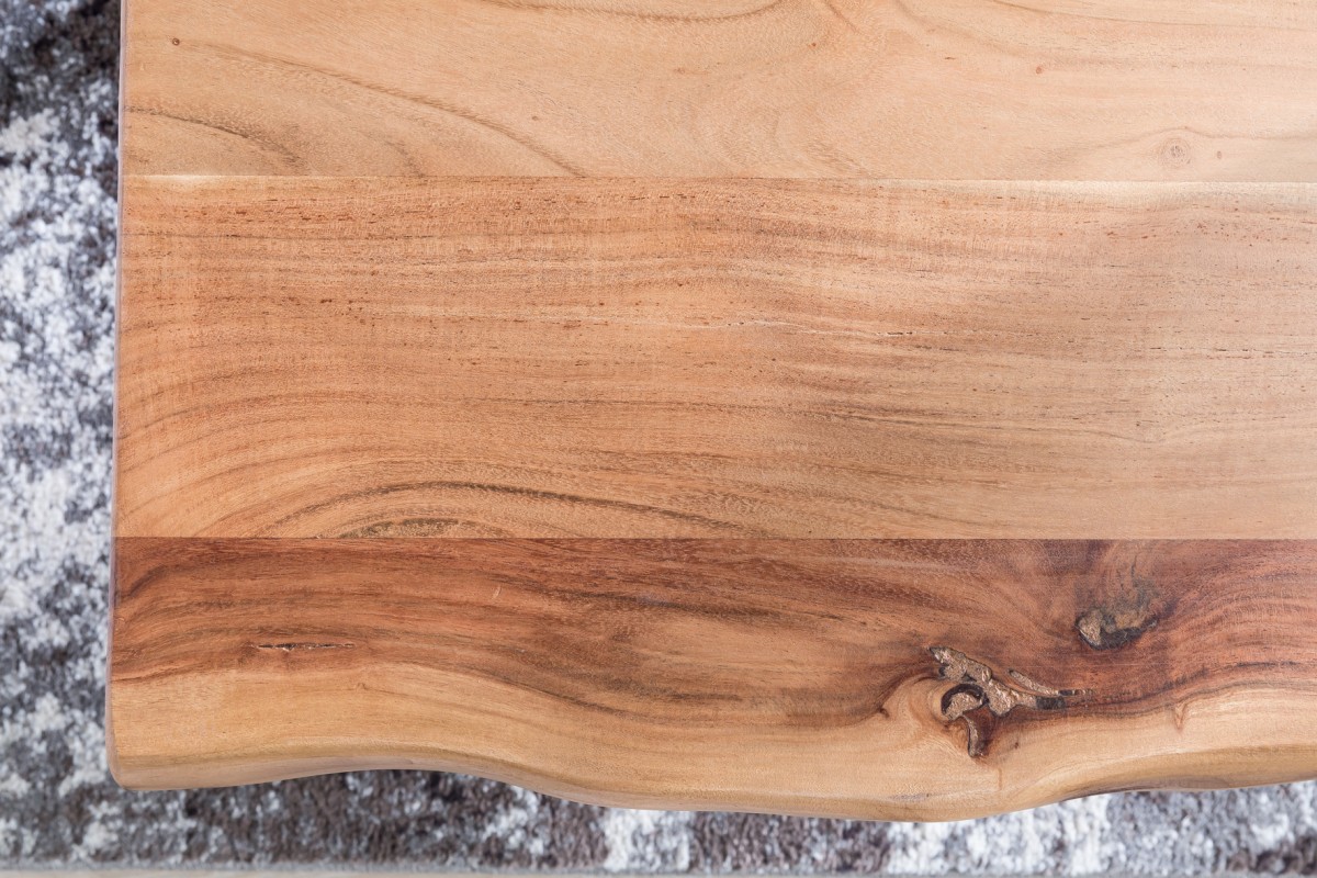 Wohnling Couchtisch aus Massivholz Akazie | Baumstamm Wohnzimmertisch 115 x 40 x 60 cm | Beistelltisch im Landhausstil