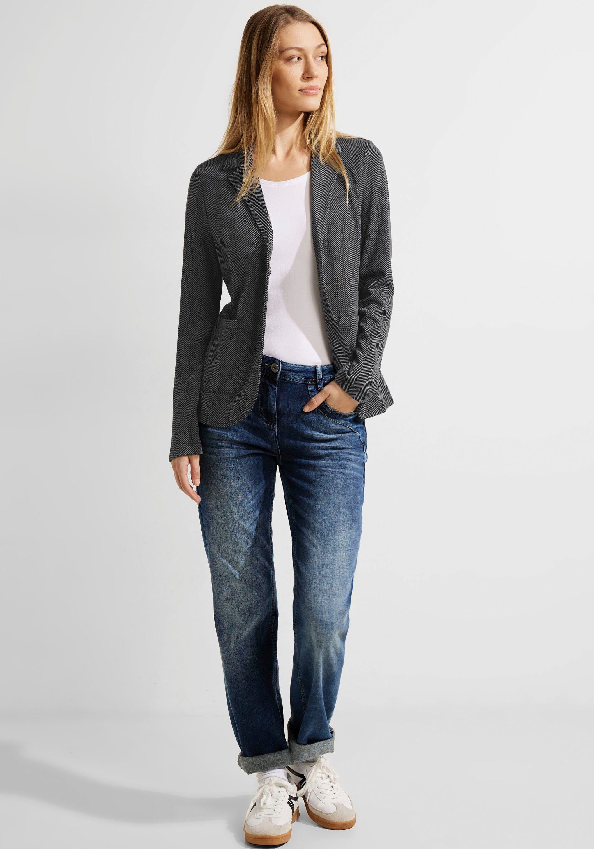 Cecil Jerseyblazer mit Fischgratmuster