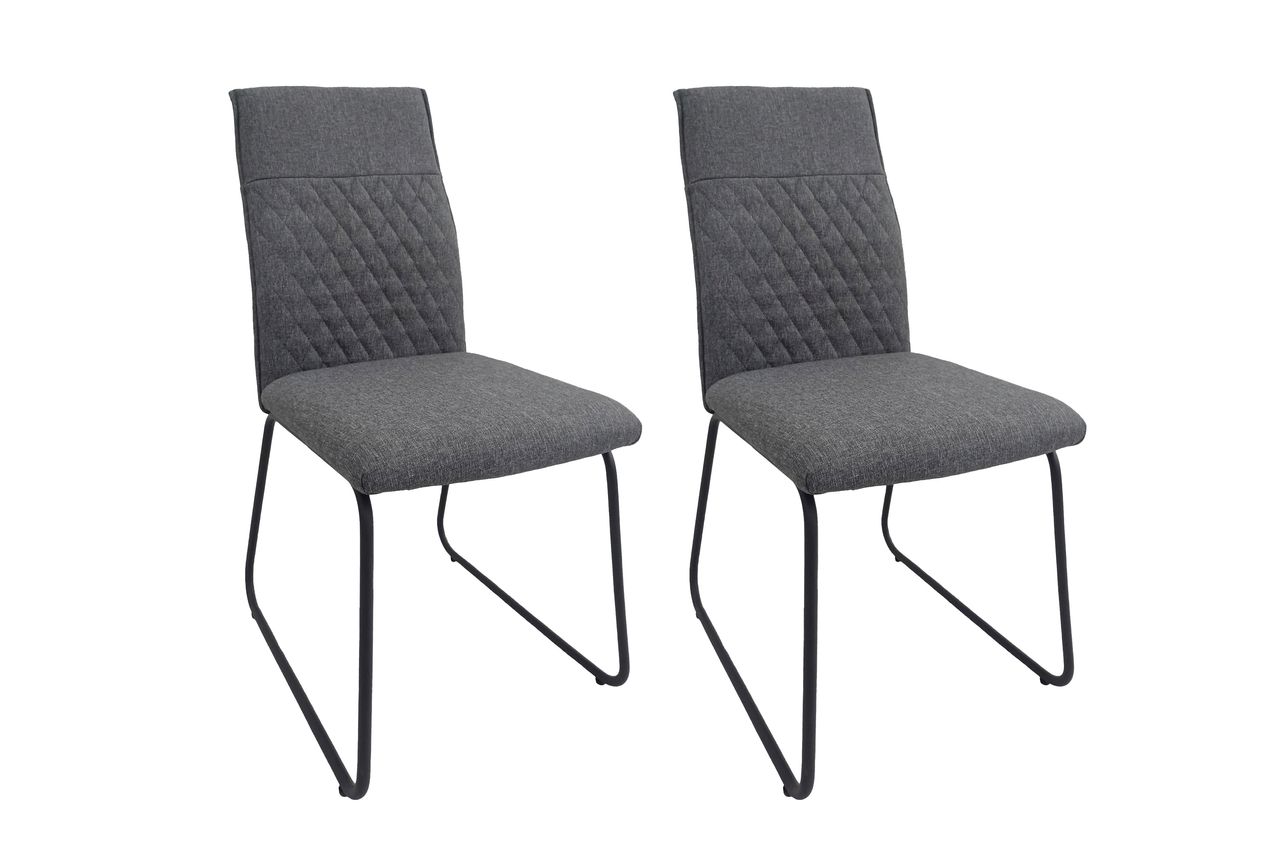 byLiving FURY Kufenstuhl, 2er-Set, Metallgestell schwarz pulverbeschichtet, Webstoffbezug grau