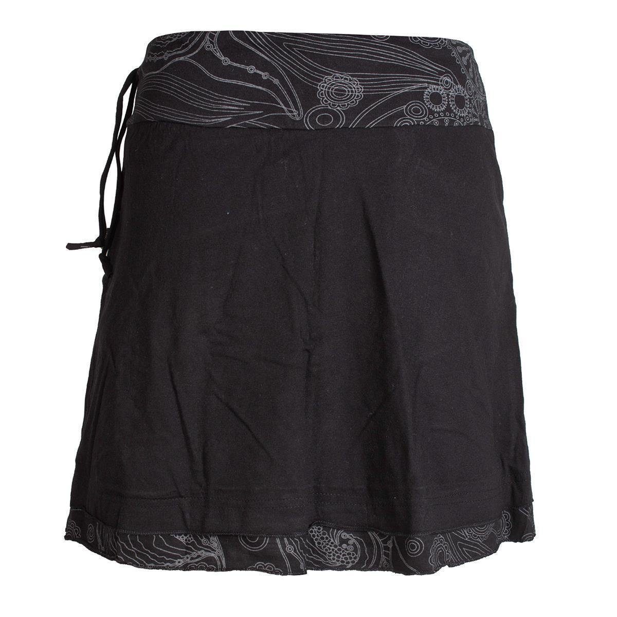 Vishes Minirock Lagenlook Rock Bedruckter Breiter Bund mit Taschen Cacheur, Hippie, Goa, Elfen, Boho Style