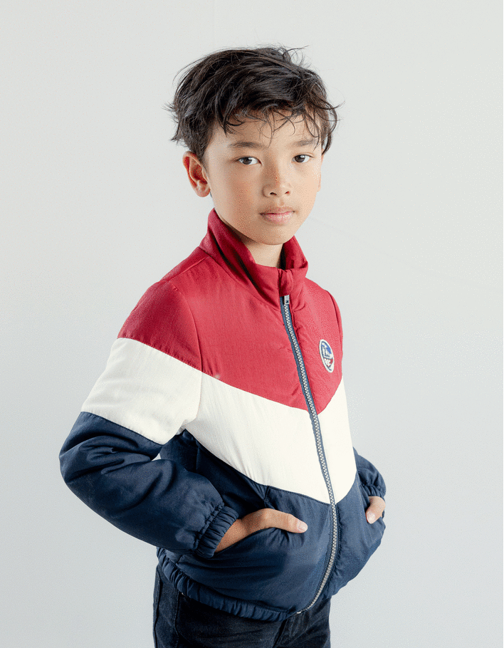 Parka 2-en-1 marine et doudoune color block garçon