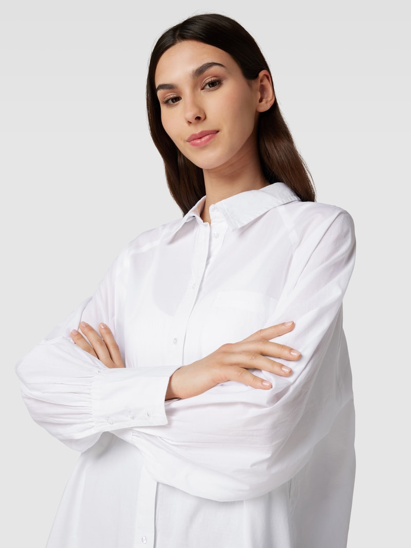 Longbluse mit Umlegekragen in weiß