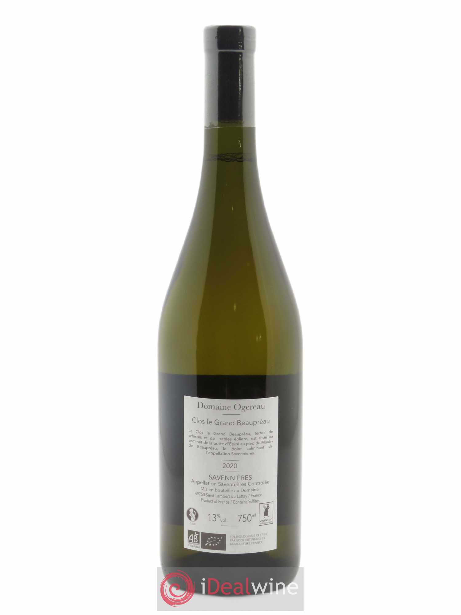 Savennières Clos le Grand Beaupréau Domaine Ogereau  2020 - Lot de 1 Bouteille
