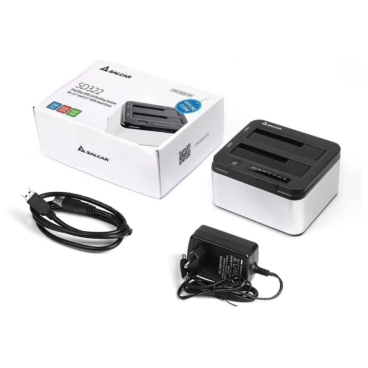 Salcar Festplatten-Dockingstation USB 3.0 Offline Klon Dockingstation