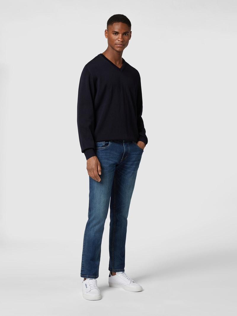 Pullover aus Schurwolle in marineblau