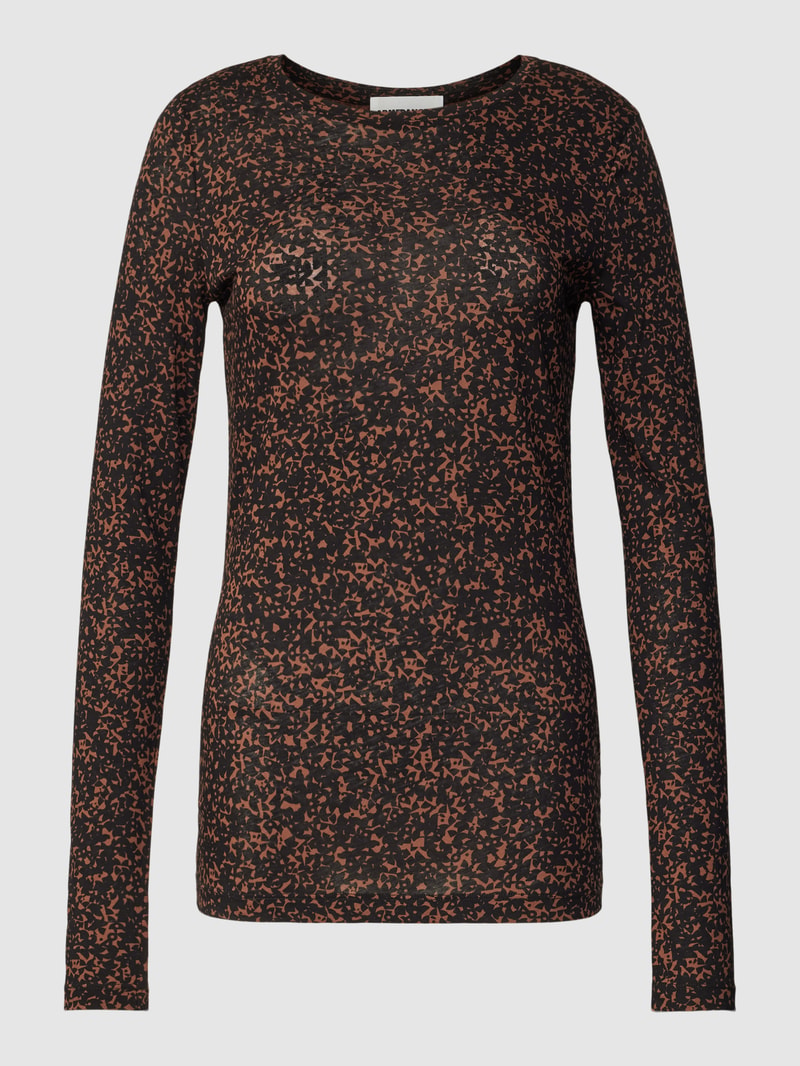 Longsleeve mit Allover-Muster Modell 'RICCAARDA' in mittelbraun