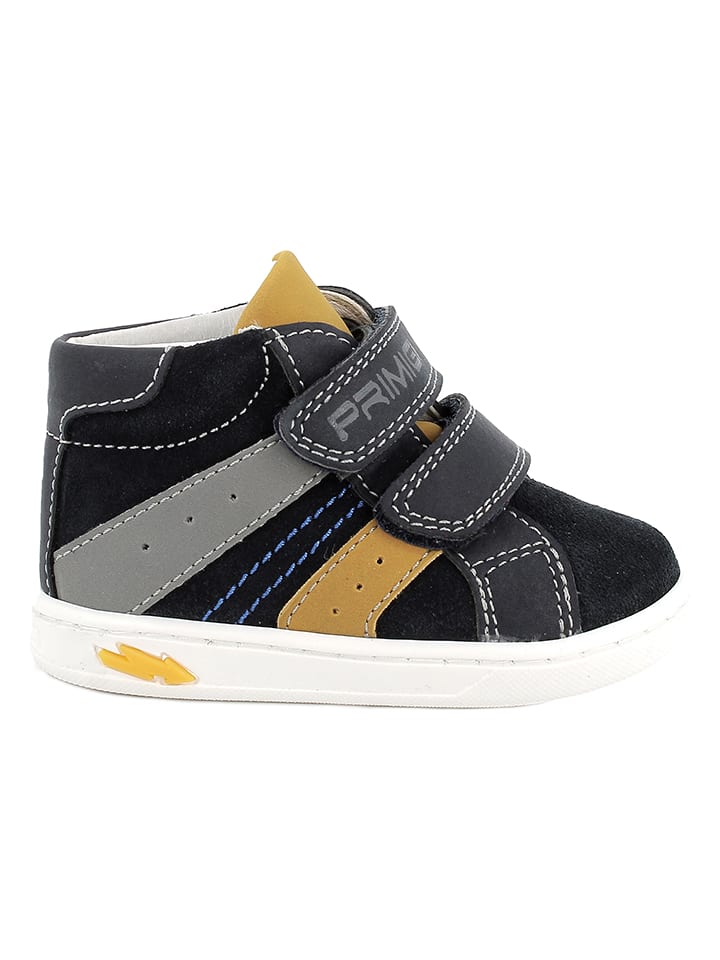 Primigi Leder-Sneakers in Schwarz/ Grau/ Gelb günstig kaufen
