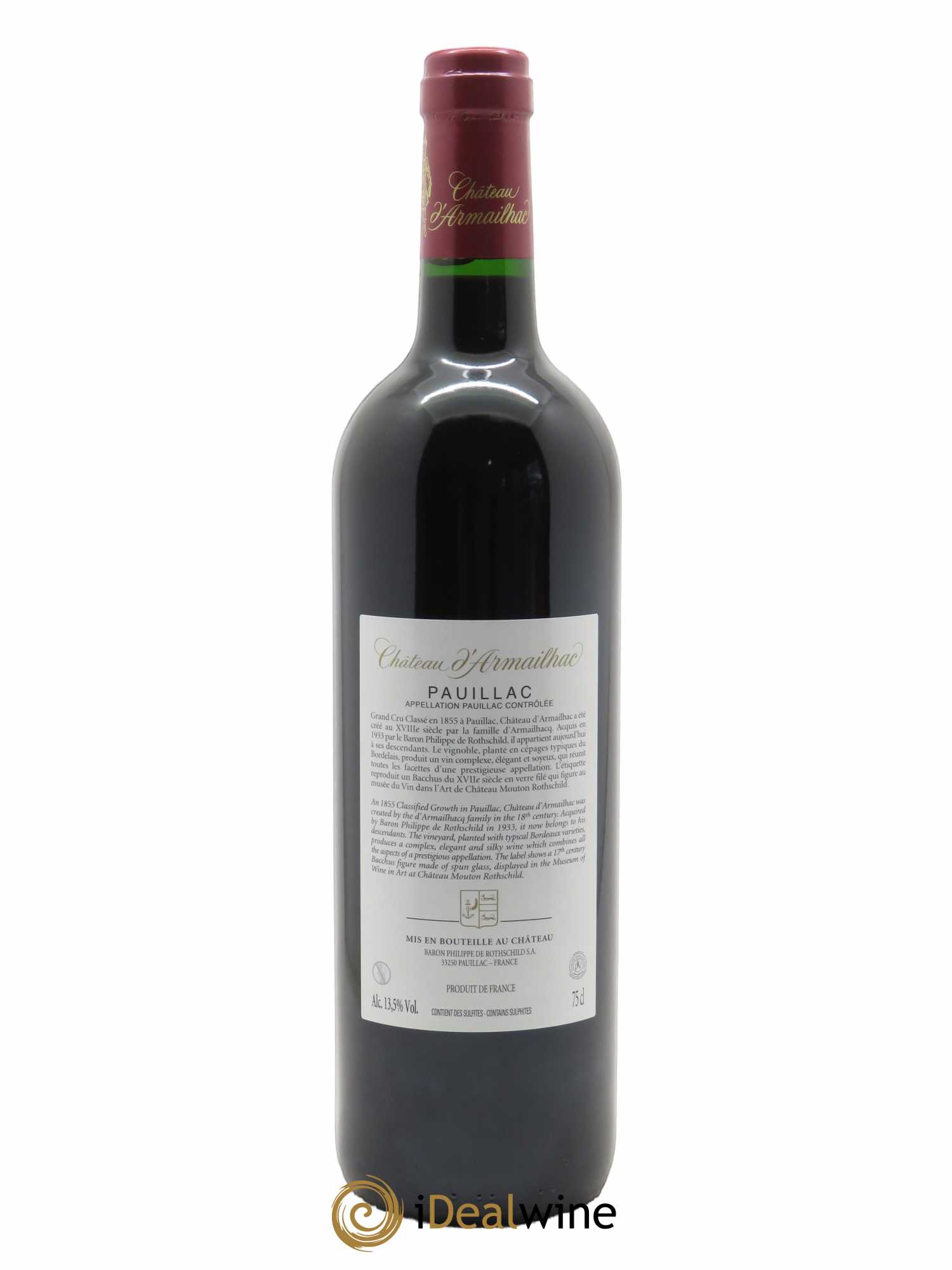 Château d'Armailhac - Mouton Baron(ne) Philippe 5ème Grand Cru Classé (CBO à partir de 6 bts) 2019 - Lot de 1 Bouteille
