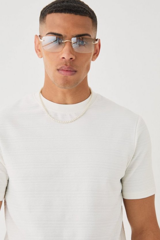 Gestreiftes Slim-Fit Jacquard T-Shirt