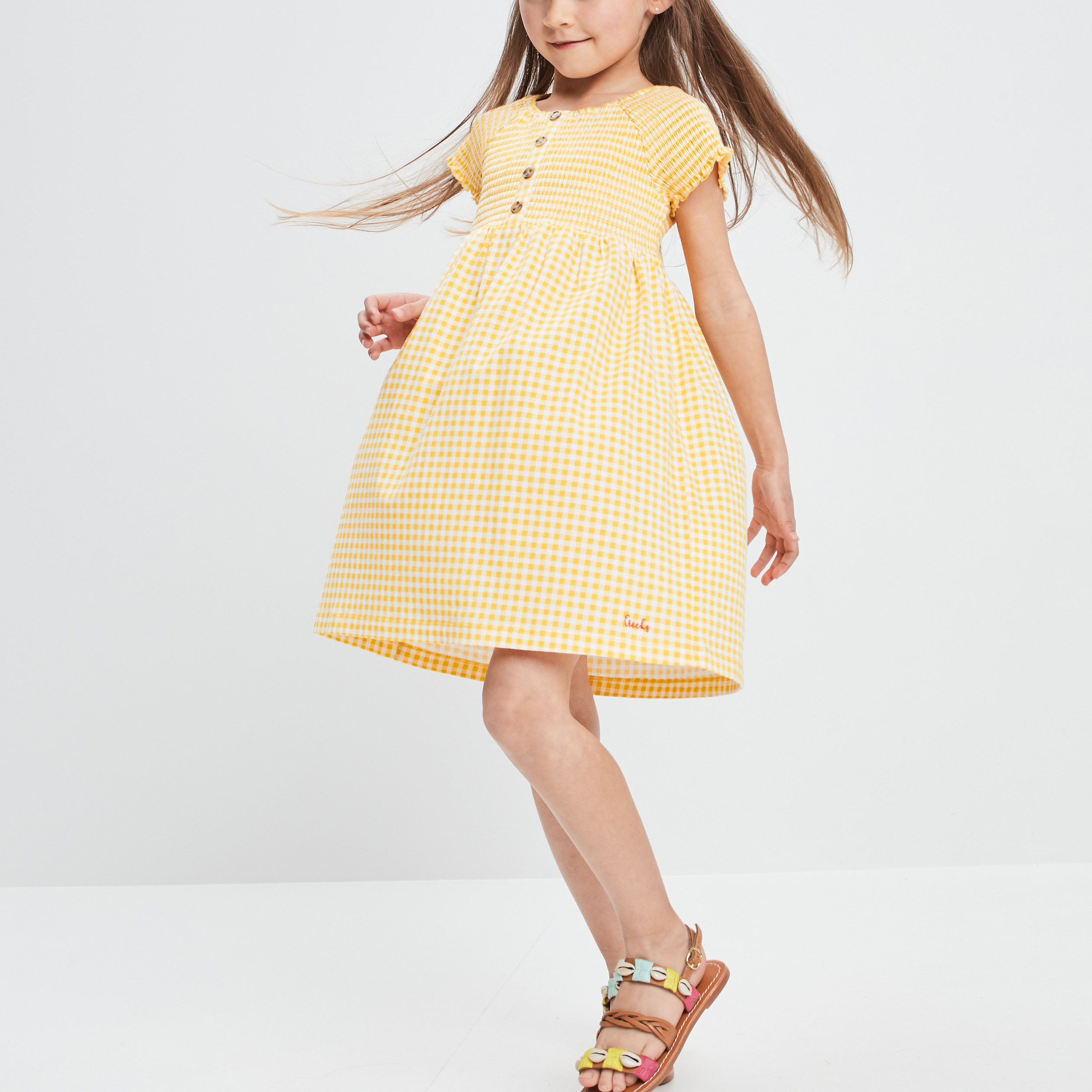 Robe évasée smockée Creeks ecru fille | La Halle