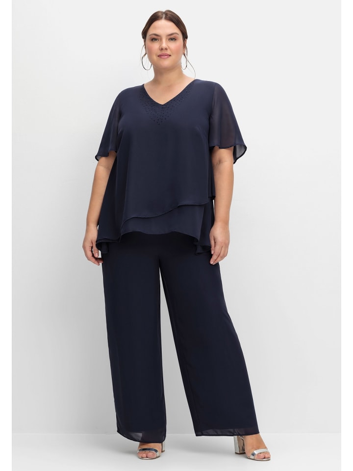 sheego Georgette-Overall in marine günstig kaufen
