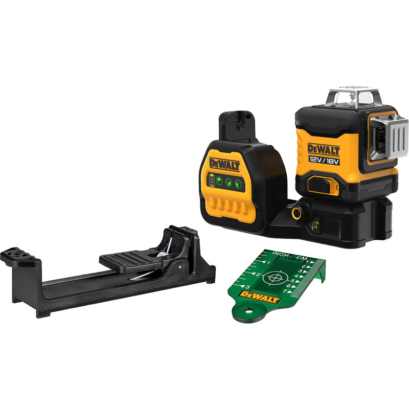 DeWalt DCE089NG18-XJ Samonivelační křížový laserový nivelátor 3x360° zelený paprsek 12/18 V bez baterií a nabíječky