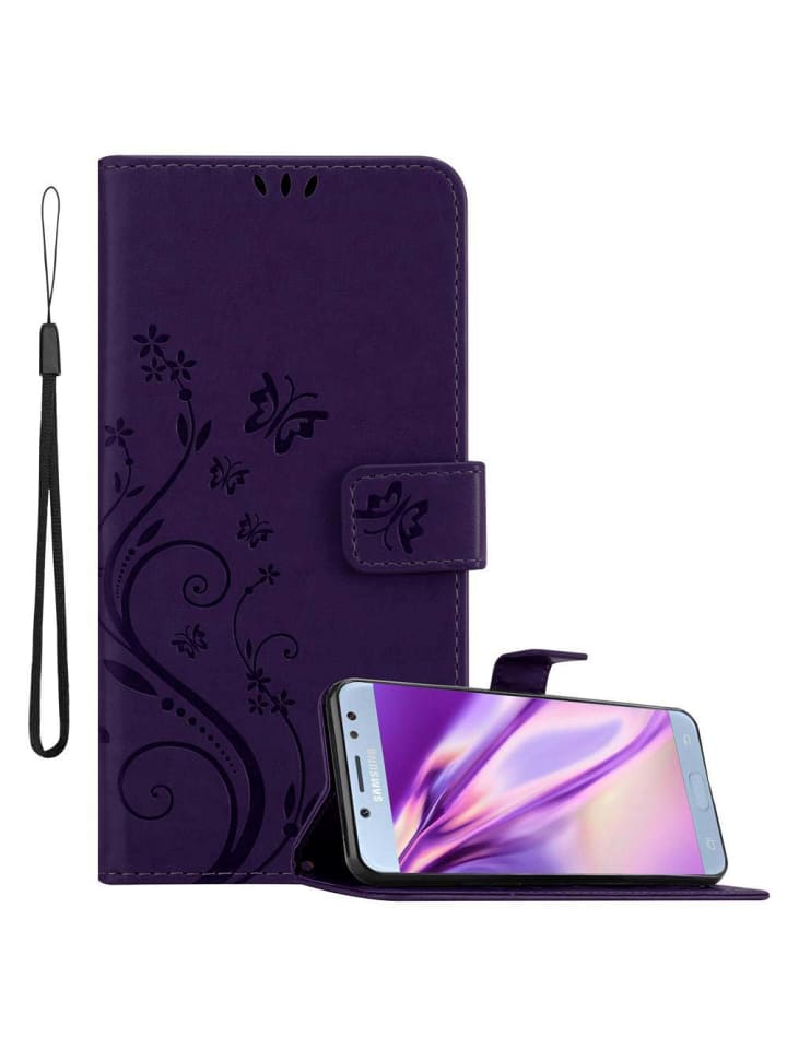 cadorabo Hülle für Samsung Galaxy J5 2017 Blumen Design in FLORAL DUNKEL LILA günstig kaufen onesize