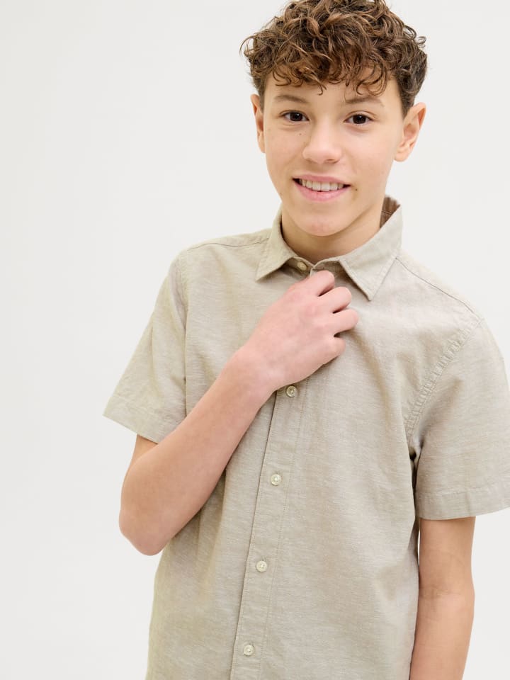 JACK & JONES Junior Kurzarmhemd JJBREEZE LINEN BLEND SHIRT JNR in crockery günstig kaufen