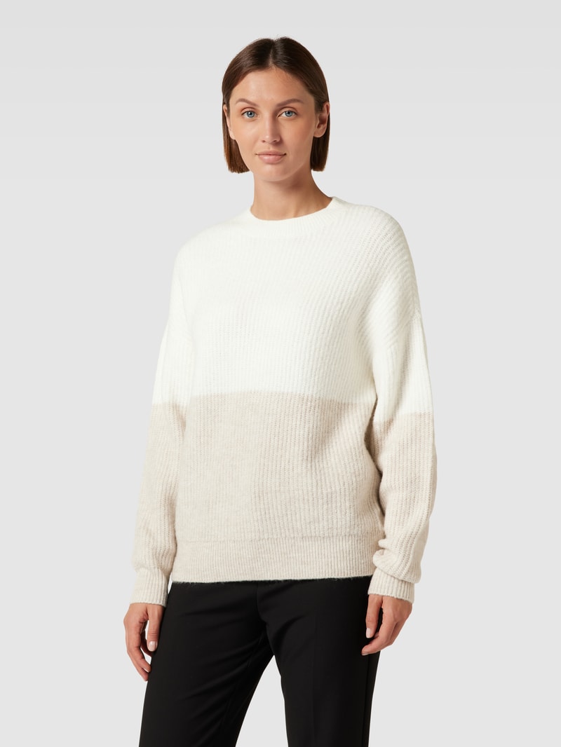 Strickpullover mit Rundhalsausschnitt in beige