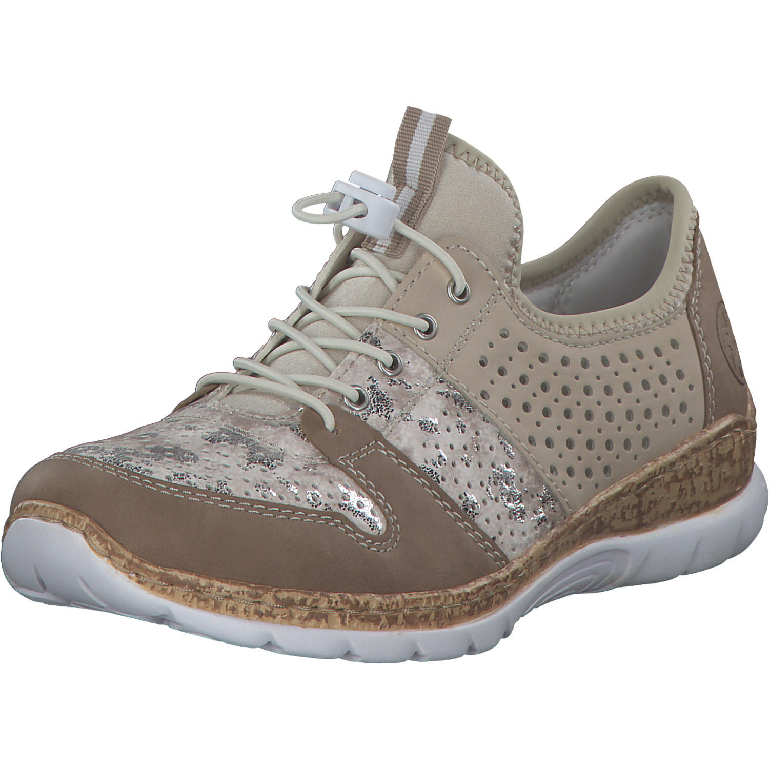 Rieker N4255, Slipper, Damen, shell/beige-silver/perle/perlc