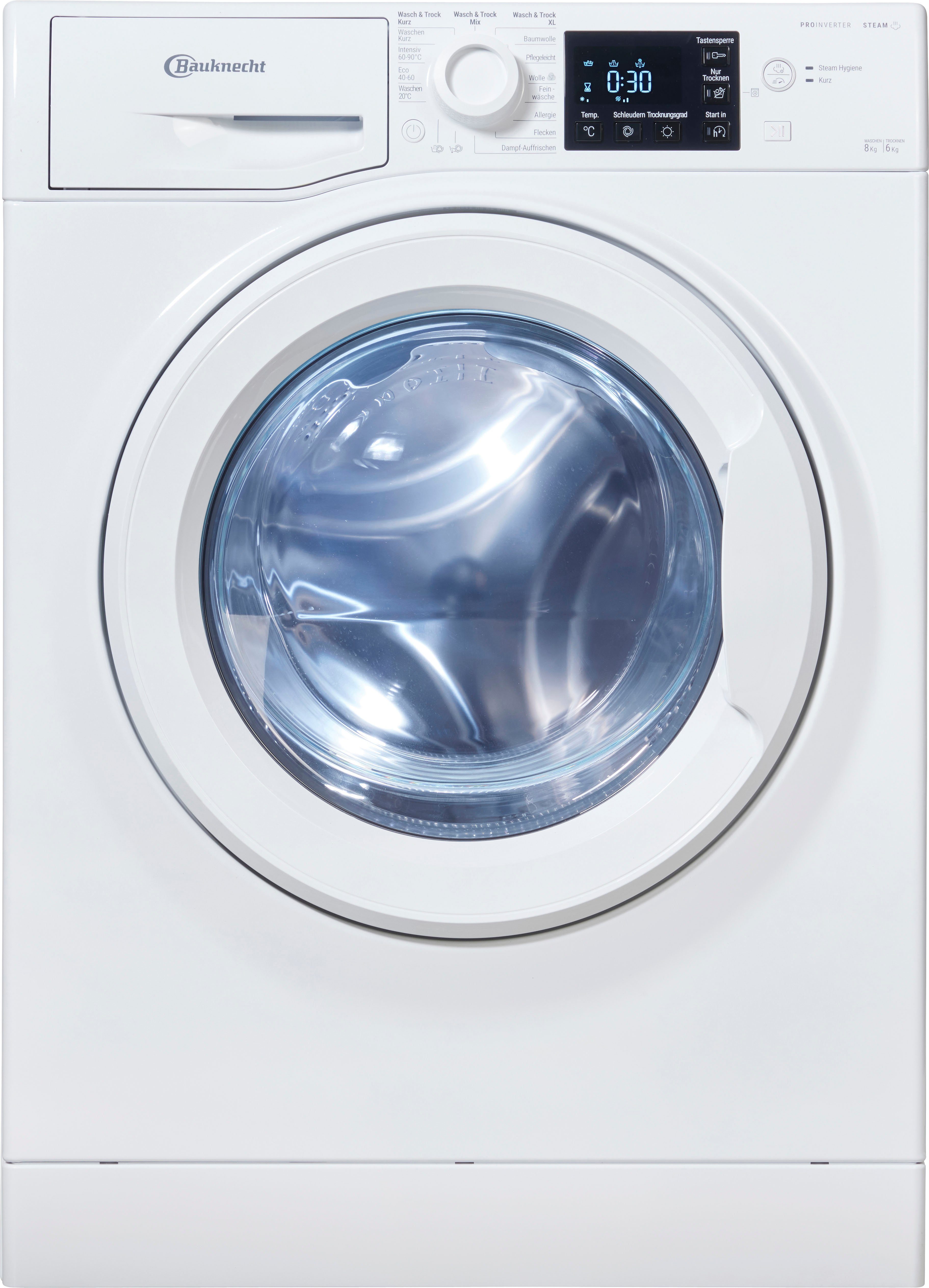 BAUKNECHT Waschtrockner WT SUPER ECO 86 43 N, 8 kg, 6 kg, 1400 U/min