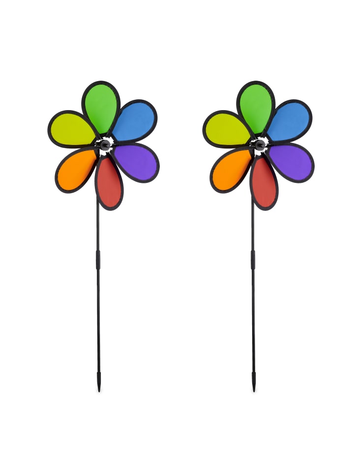 relaxdays 2x Windrad in Bunt - (B)27 x (H)66 x (T)7 cm günstig kaufen onesize