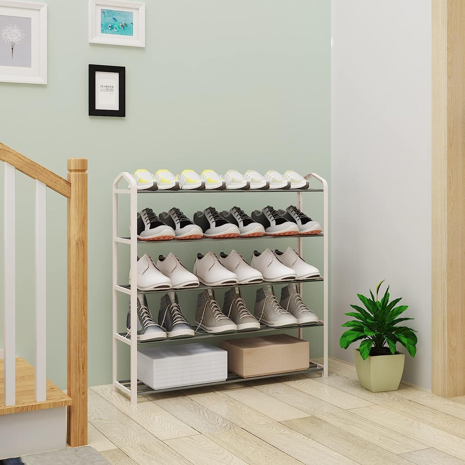 Woltu Schuhregal, 1-tlg., mit 5 Ablagen für 20 Paare Schuhe,XXL Ständer Regale