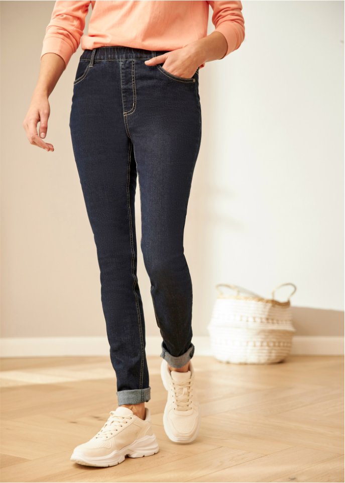 High-Waist-Stretch-Jeggings mit breitem Bequembund