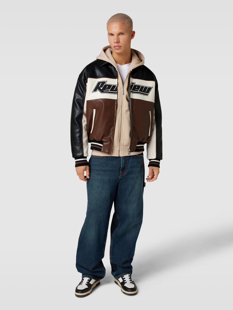 Bomberjacke mit Label-Stitching in dunkelbraun
