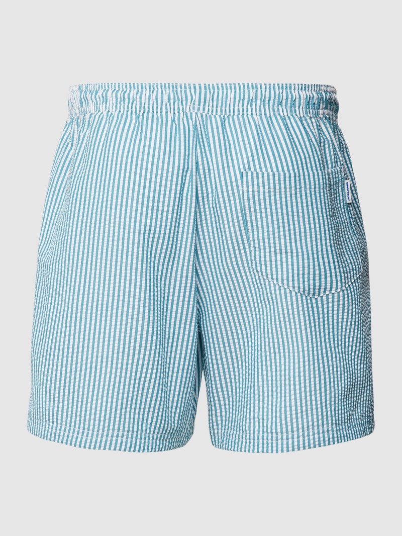Badehose mit Label-Stitching Modell 'FIJI' in helltürkis
