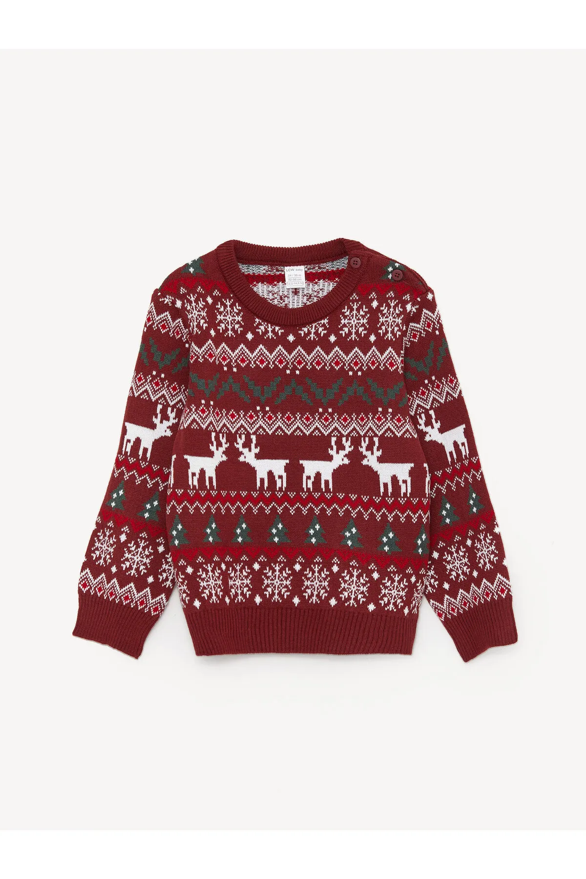 LC Waikiki  Langarm-Strickpullover für Babys mit Rundhalsausschnitt und Neujahrsmotiv