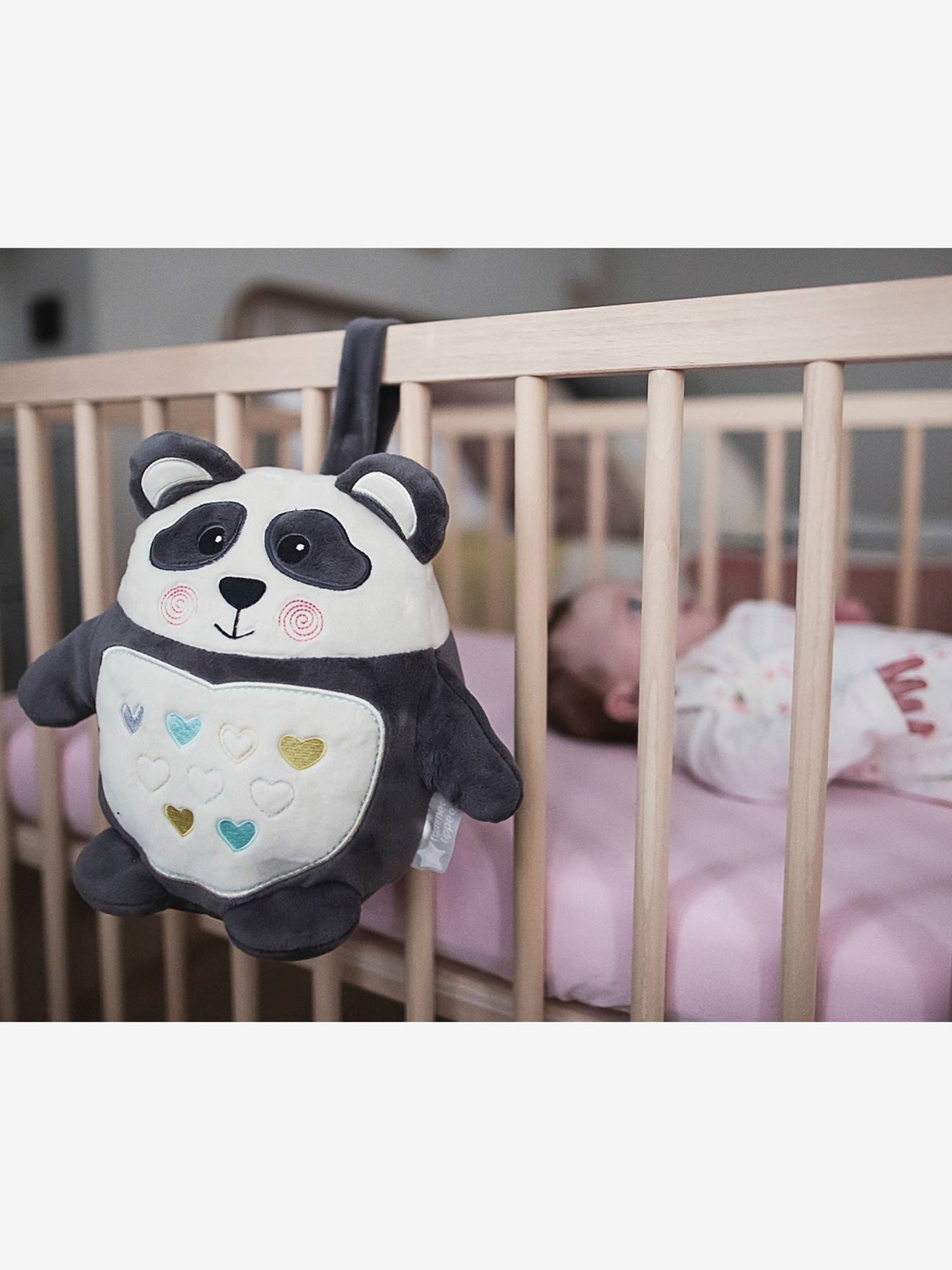 Peluche aide au sommeil rechargeable TOMMEE TIPPEE Pippo le panda gris anthracite/blanc