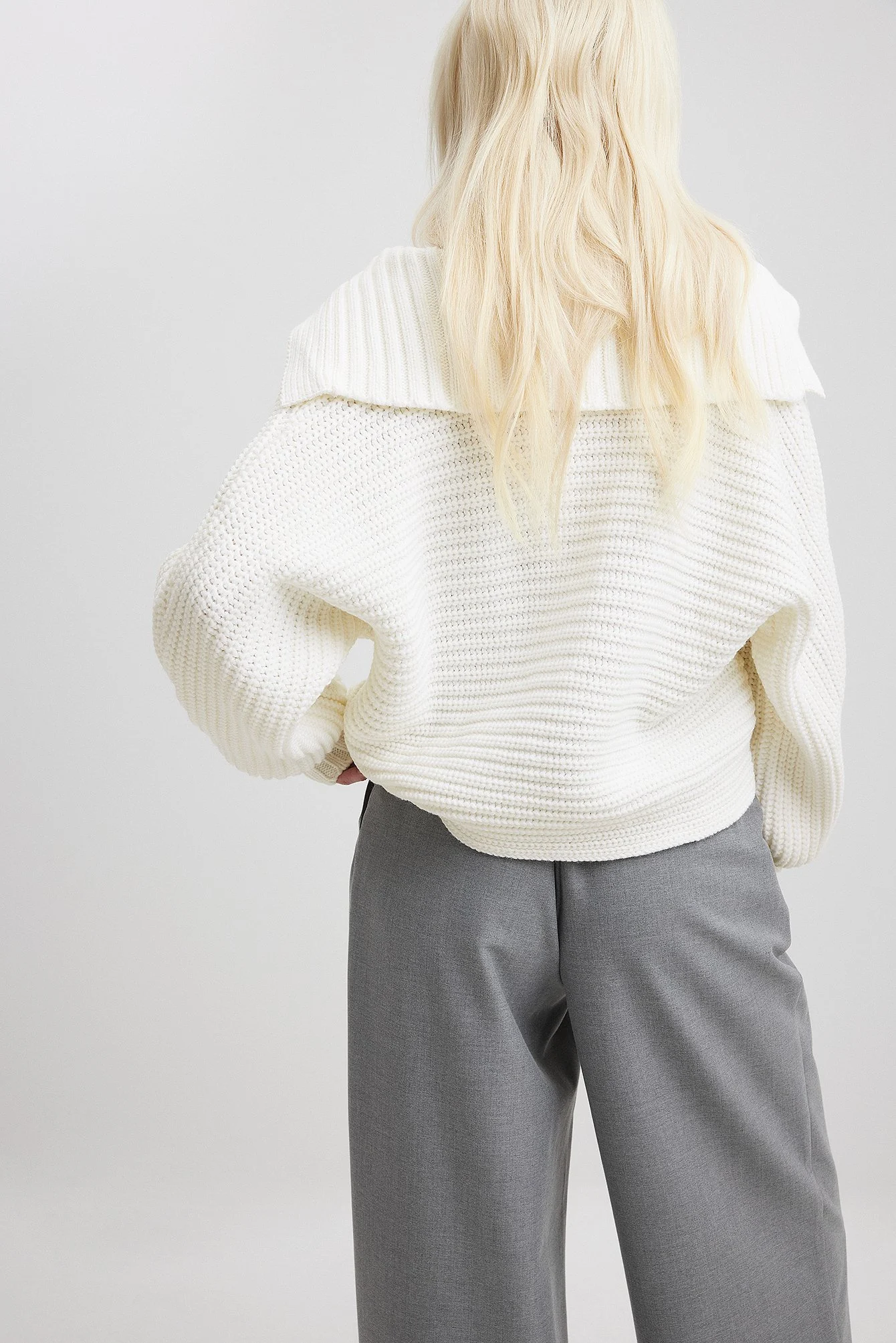 Chunky Strickpullover mit großem Kragen