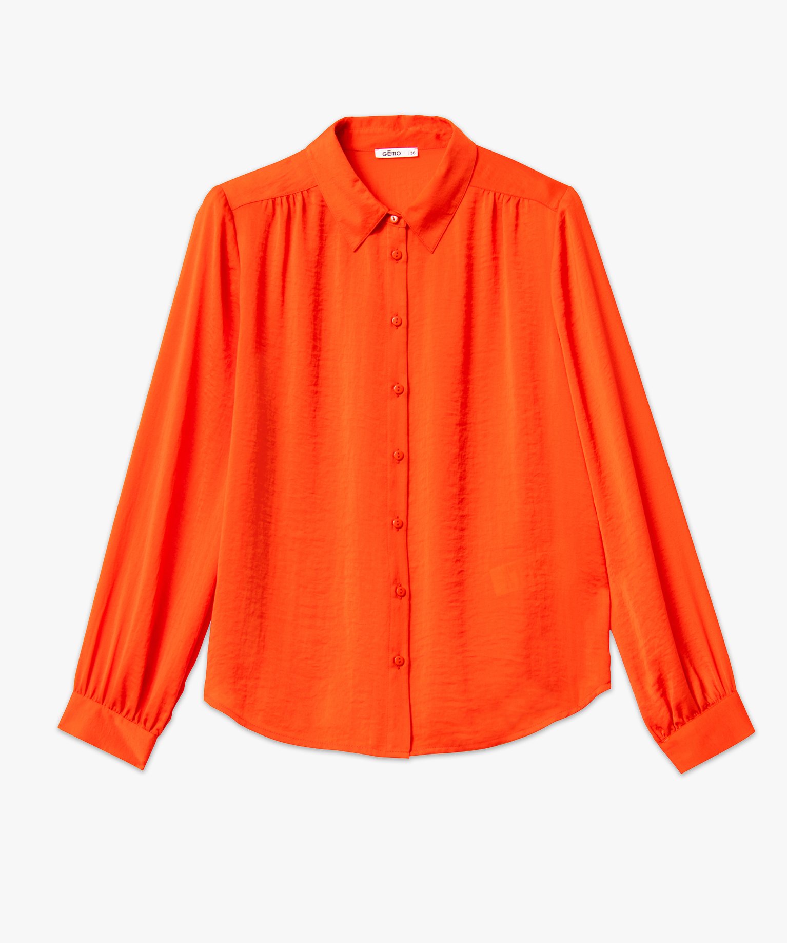Chemise en satin à manches longues femme rouge | GEMO