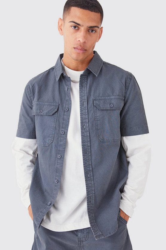 Kurzärmliges Twill Hemd