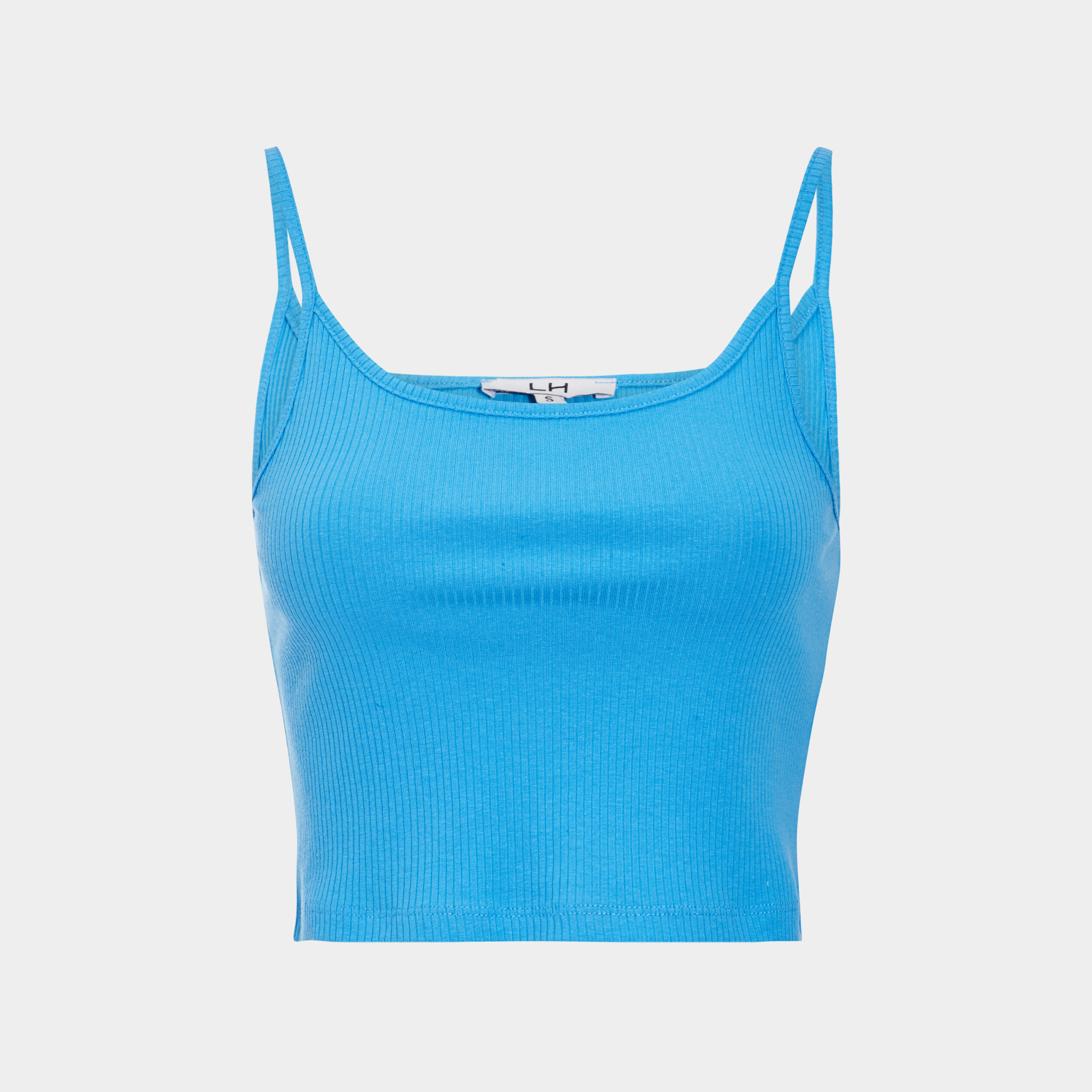 Débardeur cropped côtelé bleu femme | La Halle