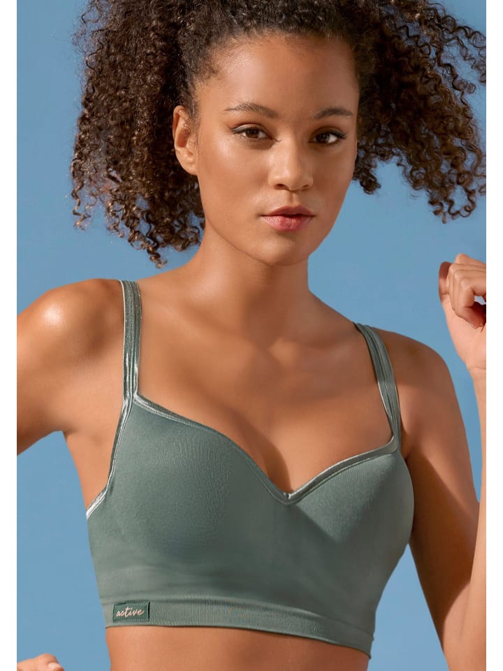 LASCANA ACTIVE Sport-Push-up-BH in khaki günstig kaufen
