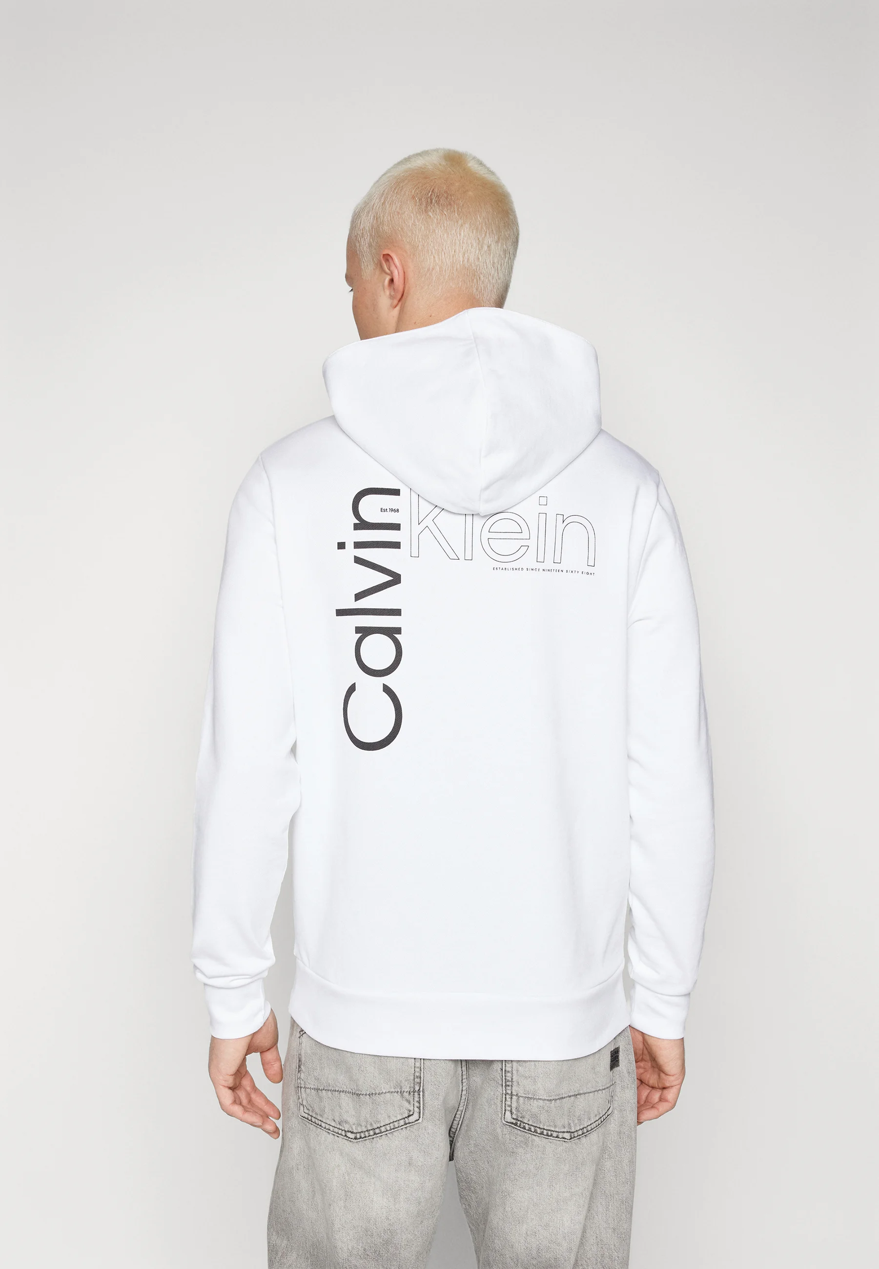 Sudadera con capucha Calvin Klein con logo en la espalda en ángulo