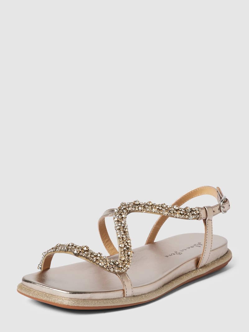 Sandalen mit Strasssteinbesatz in gold