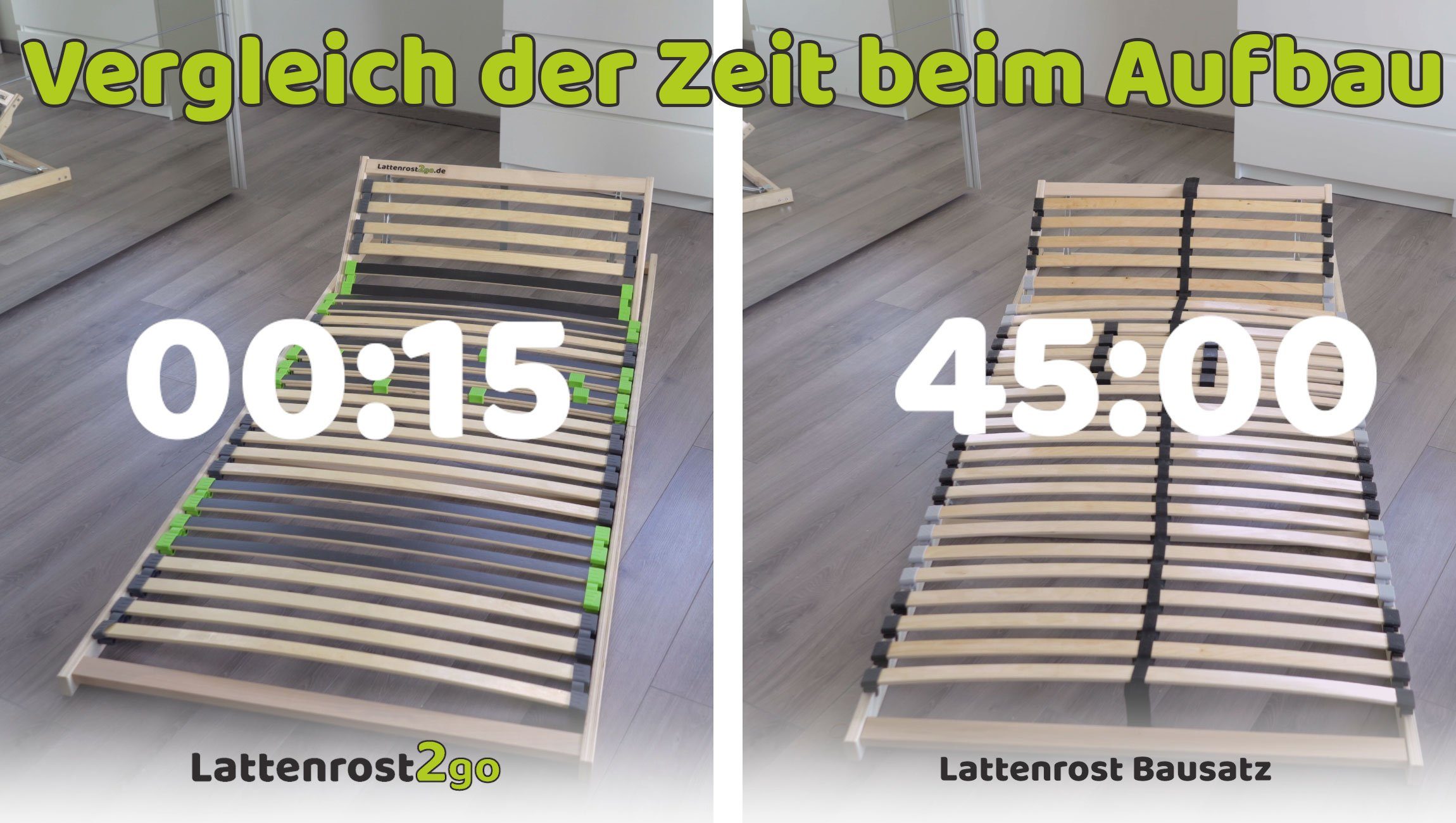 Lattenrost Lattenrost 100x200 - verstellbarer Härtegrad FERTIG MONTIERT - 2 Stück, Lattenrost2go, Kopfteil manuell verstellbar, Fußteil nicht verstellbar
