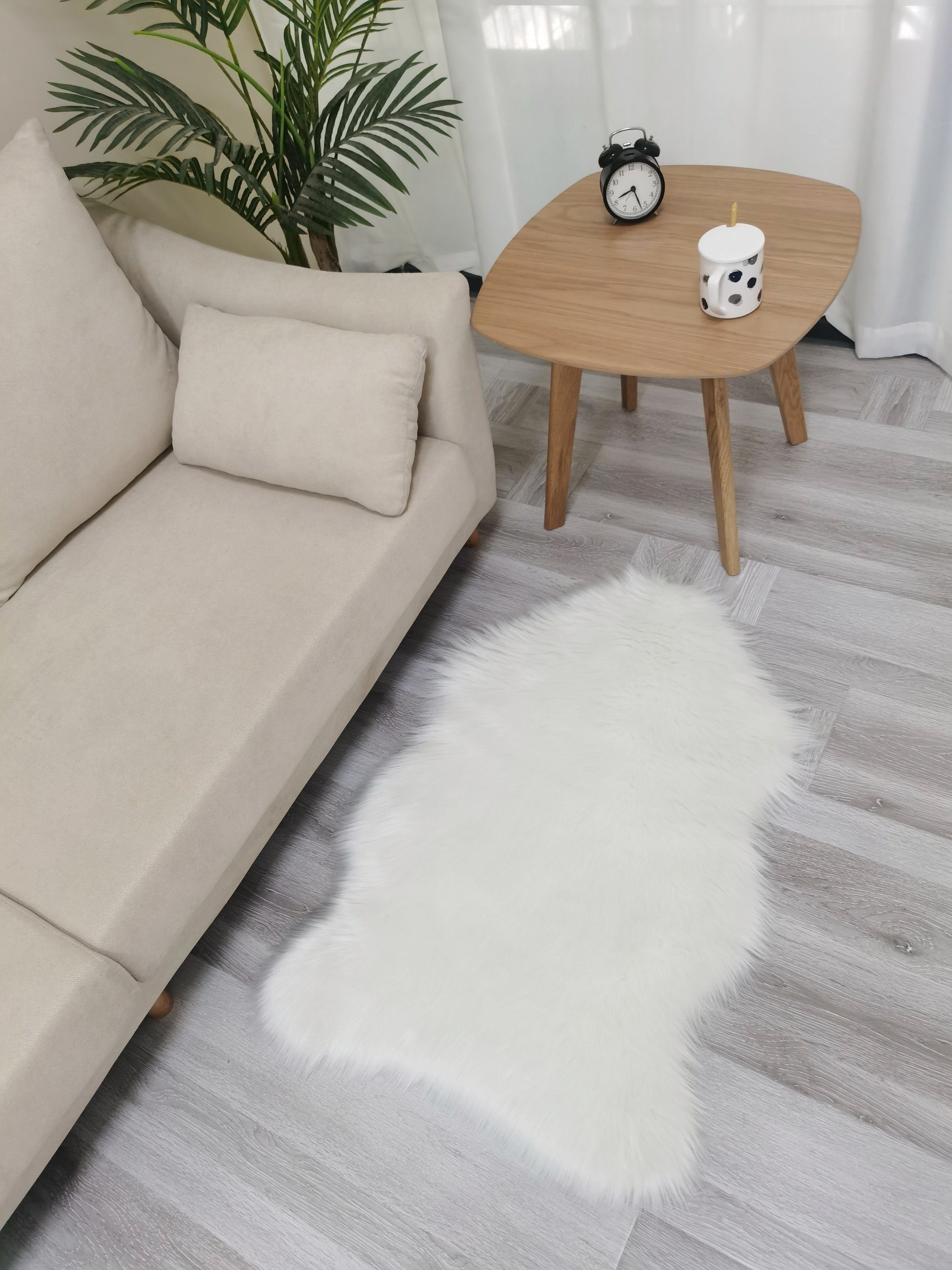 Fellteppich Fellteppich Wollimitat Kunstfell, Hochflor-Teppich für Weihnachtsdeko, Elegear, Höhe: 60 mm, Fellteppich kuschelig, weiche Teppiche für Schlafzimmer, Wohnzimmer
