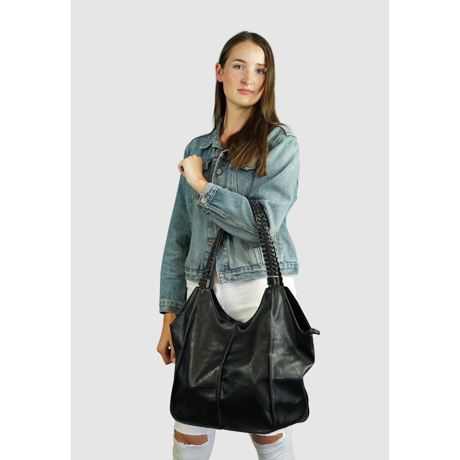 Schultertasche ZOELLA geflochtene Henkel