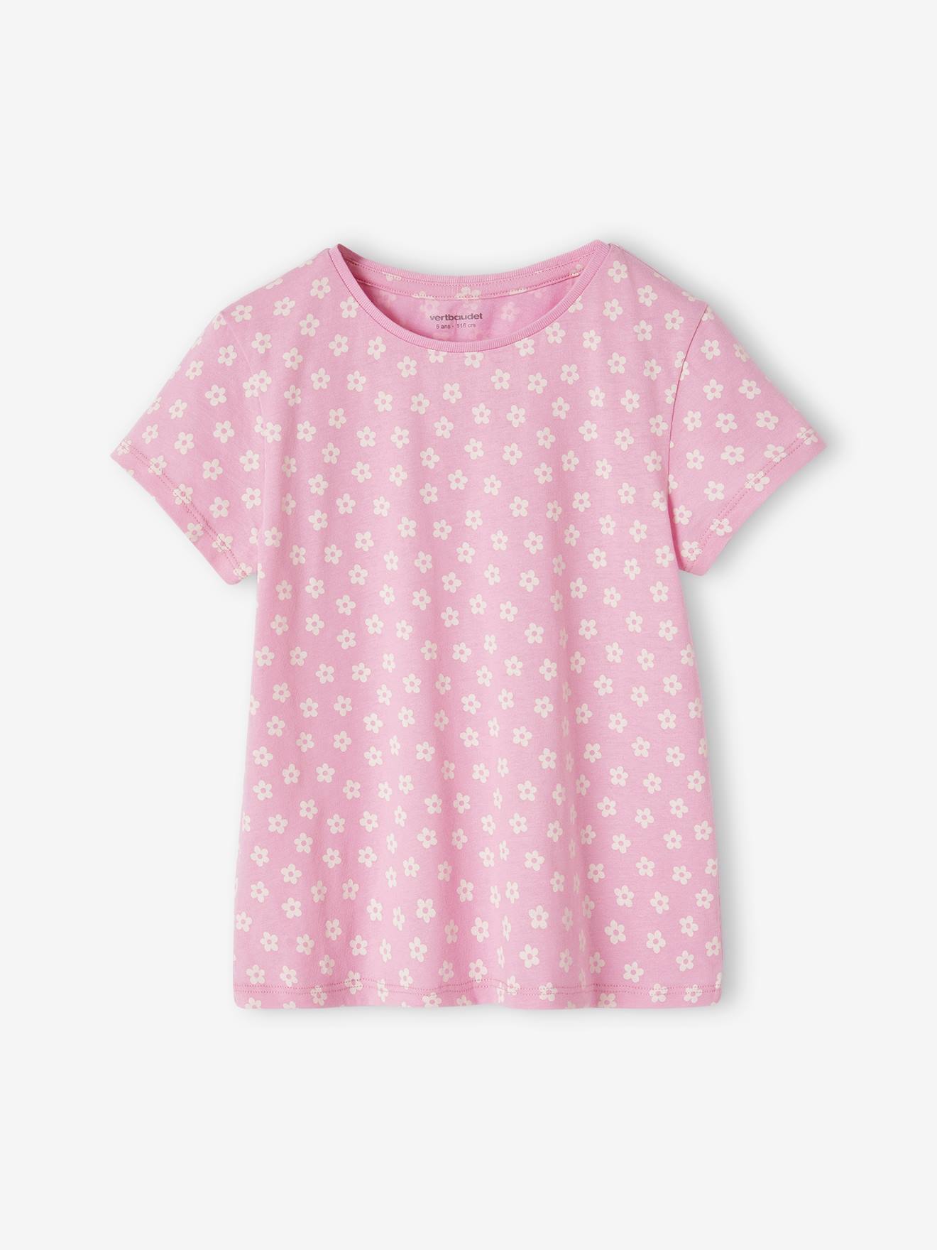 Vertbaudet 3er-Pack Mädchen T-Shirts, Glanzdetails BASIC Oeko-Tex - himbeer