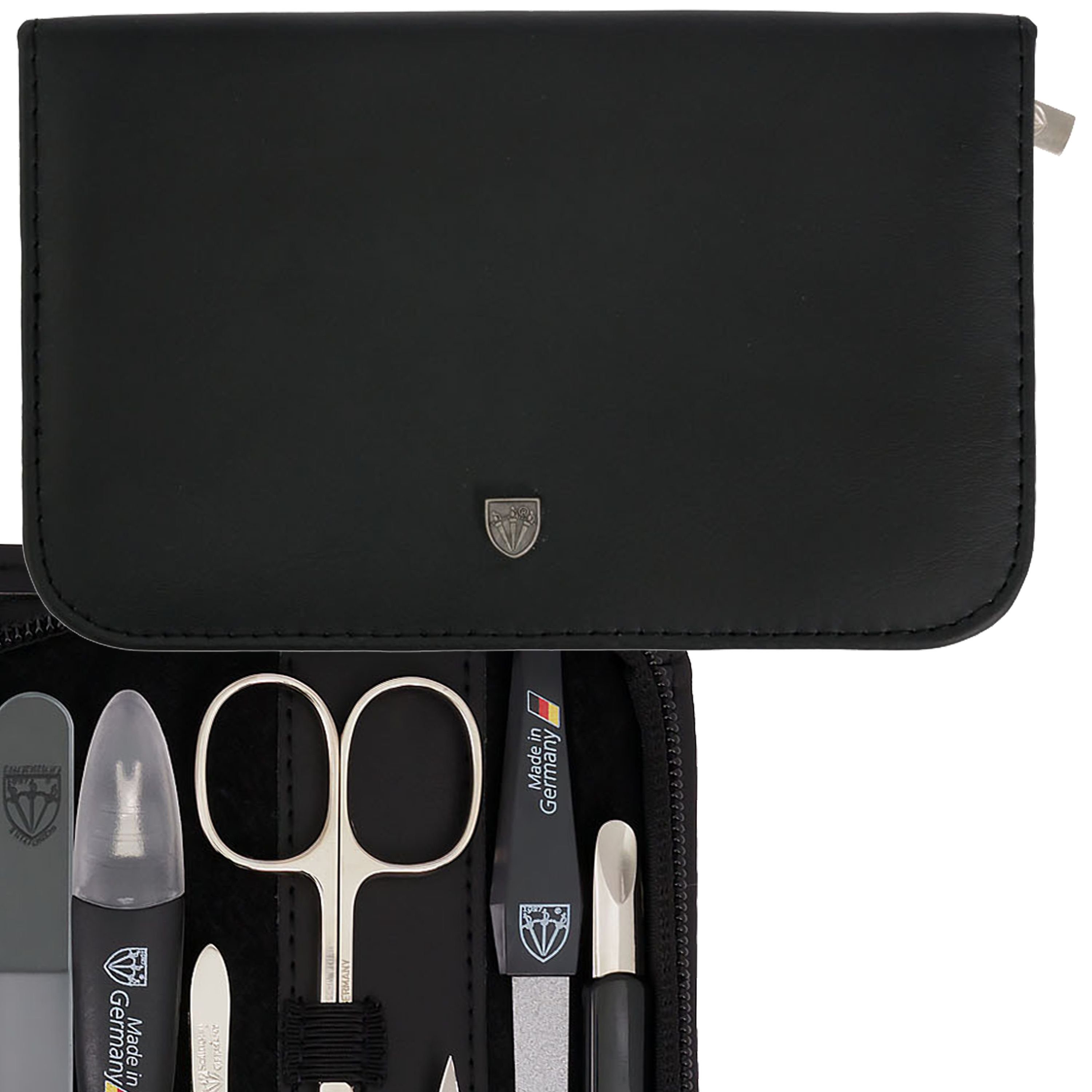 3 SCHWERTER Maniküre-Etui, New York 11-teilig ALL-IN-ONE mit Glas- und Saphirnagelfeile