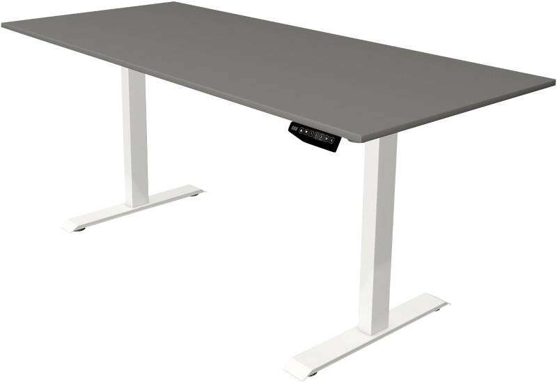 Kerkmann Move 1 Rechteckig Elektronisch Höhenverstellbarer Sitz-Stehschreibtisch Melamin, Stahl Graphit, Weiß 1800 x 800 x 1230 mm