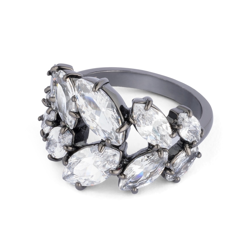 Pippa&Jean Bague tendance Laiton Oxyde de zirconium (CZ) en Noir Bague