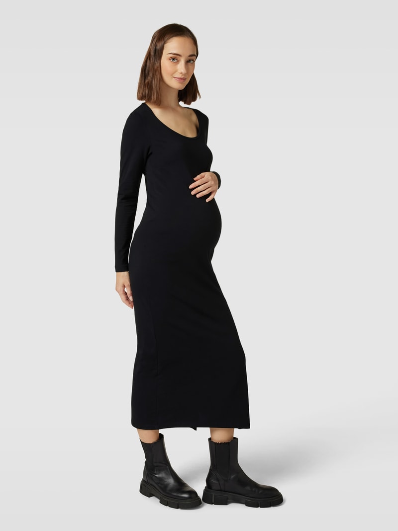 Umstands-Midikleid mit U-Ausschnitt Modell 'MIA' in schwarz