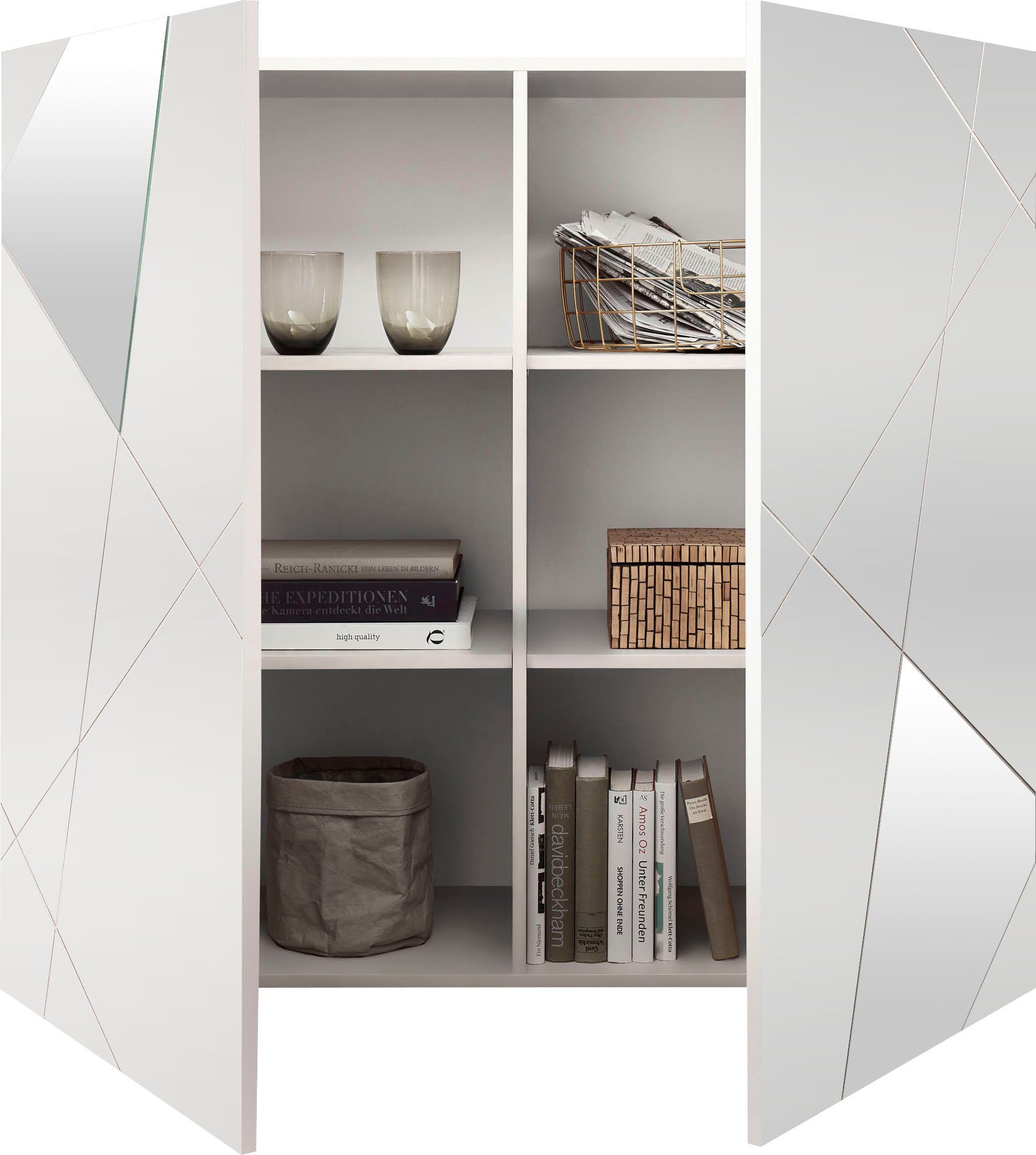 LC Highboard Vittoria, Breite 121 cm, Front mit Siebdruck und Spiegel