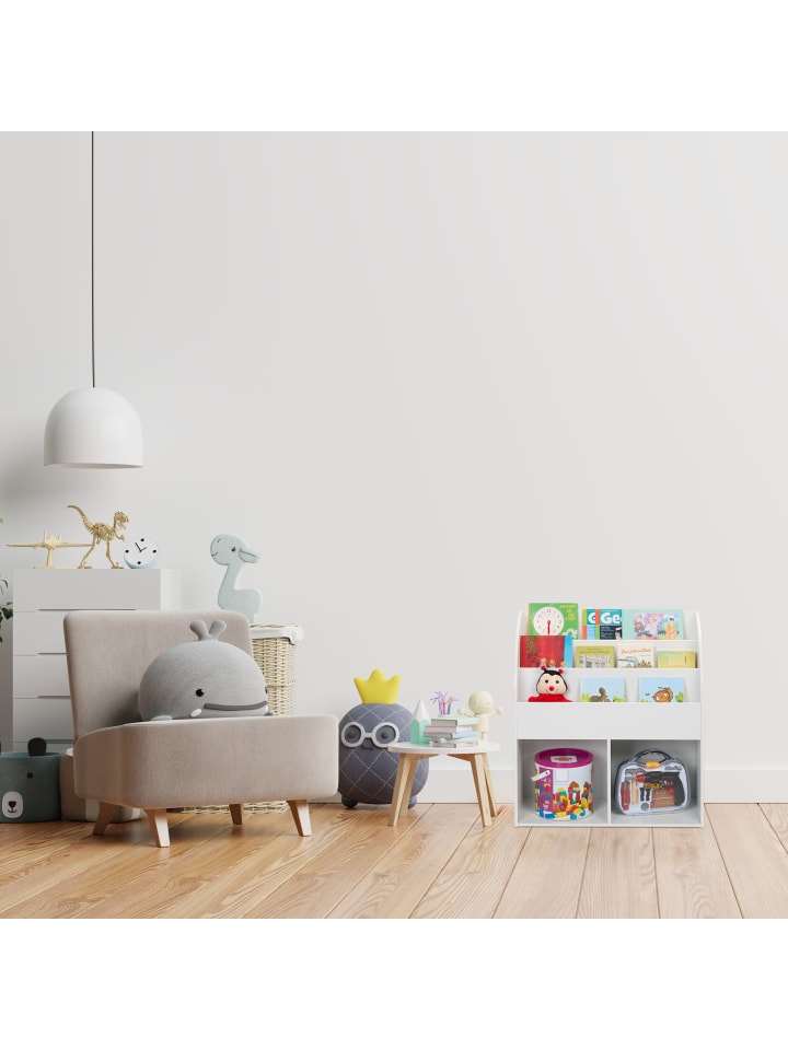 relaxdays Kinderbücherregal in Weiß - (B)72 x (H)78,5 x (T)33,5 cm günstig kaufen onesize