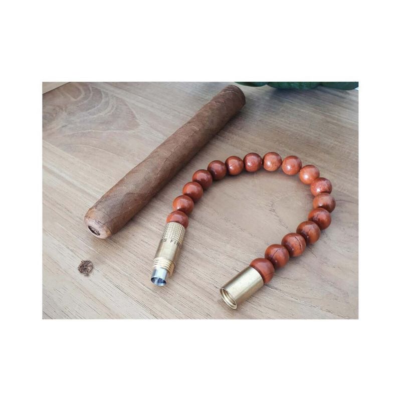 Les Fines Lames Armband Zigarrenschneider Brass, Farbe Roter Jaspis - Größe M