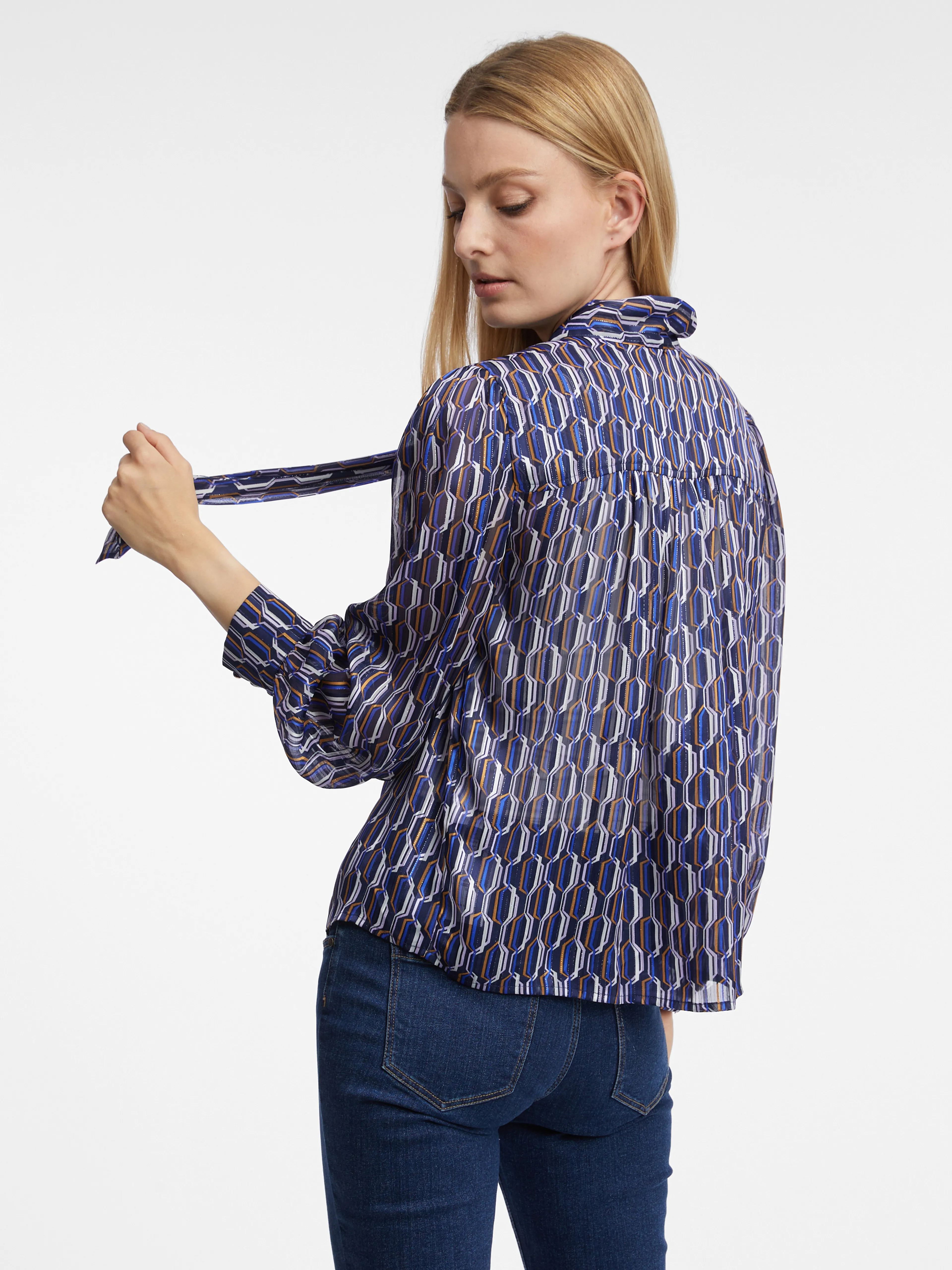 Blaue gemusterte Damenbluse ORSAY