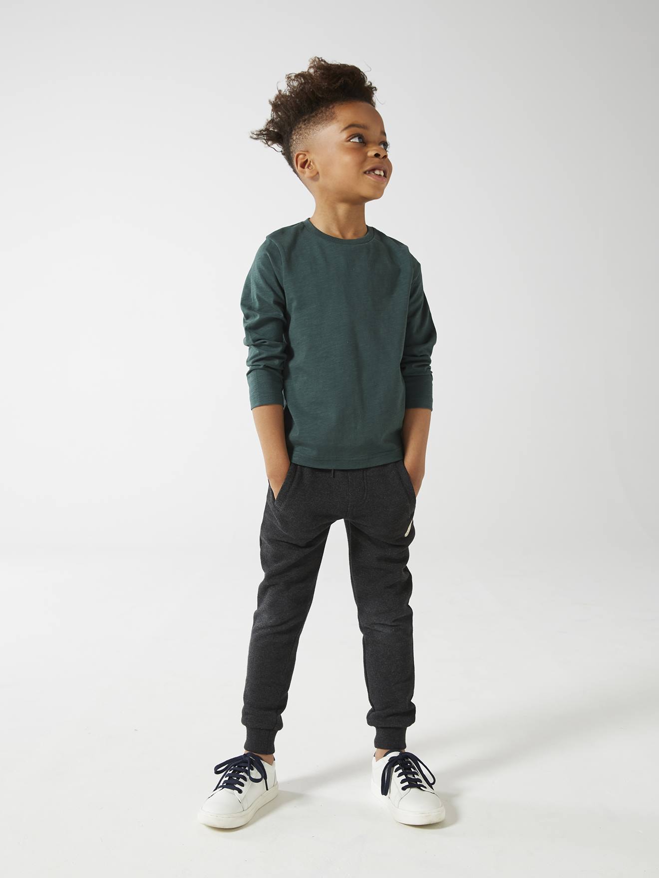 T-shirt couleur Basics personnalisable garçon manches longues ecru