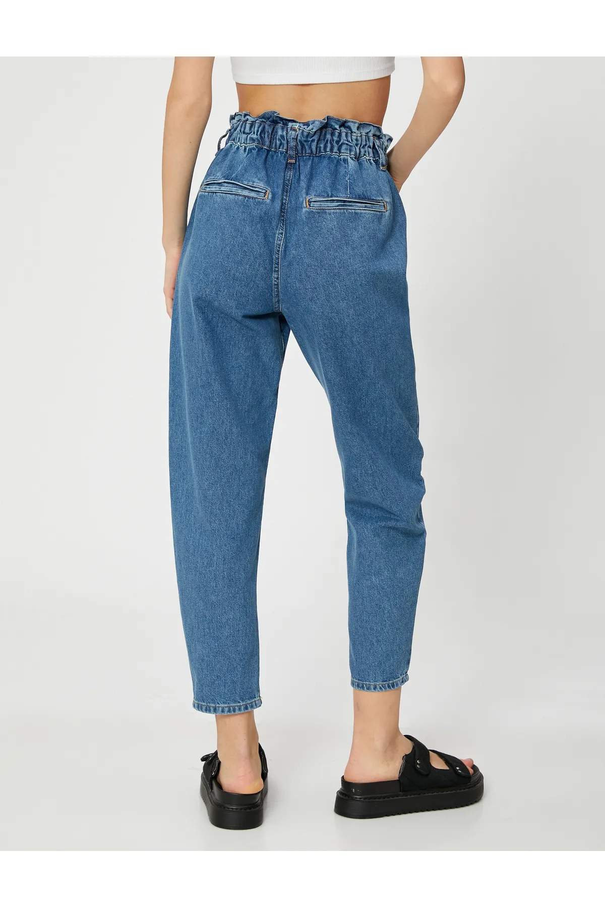 Koton  Jeans mit elastischem Bund, hohe Taille – Baggy-Jeans