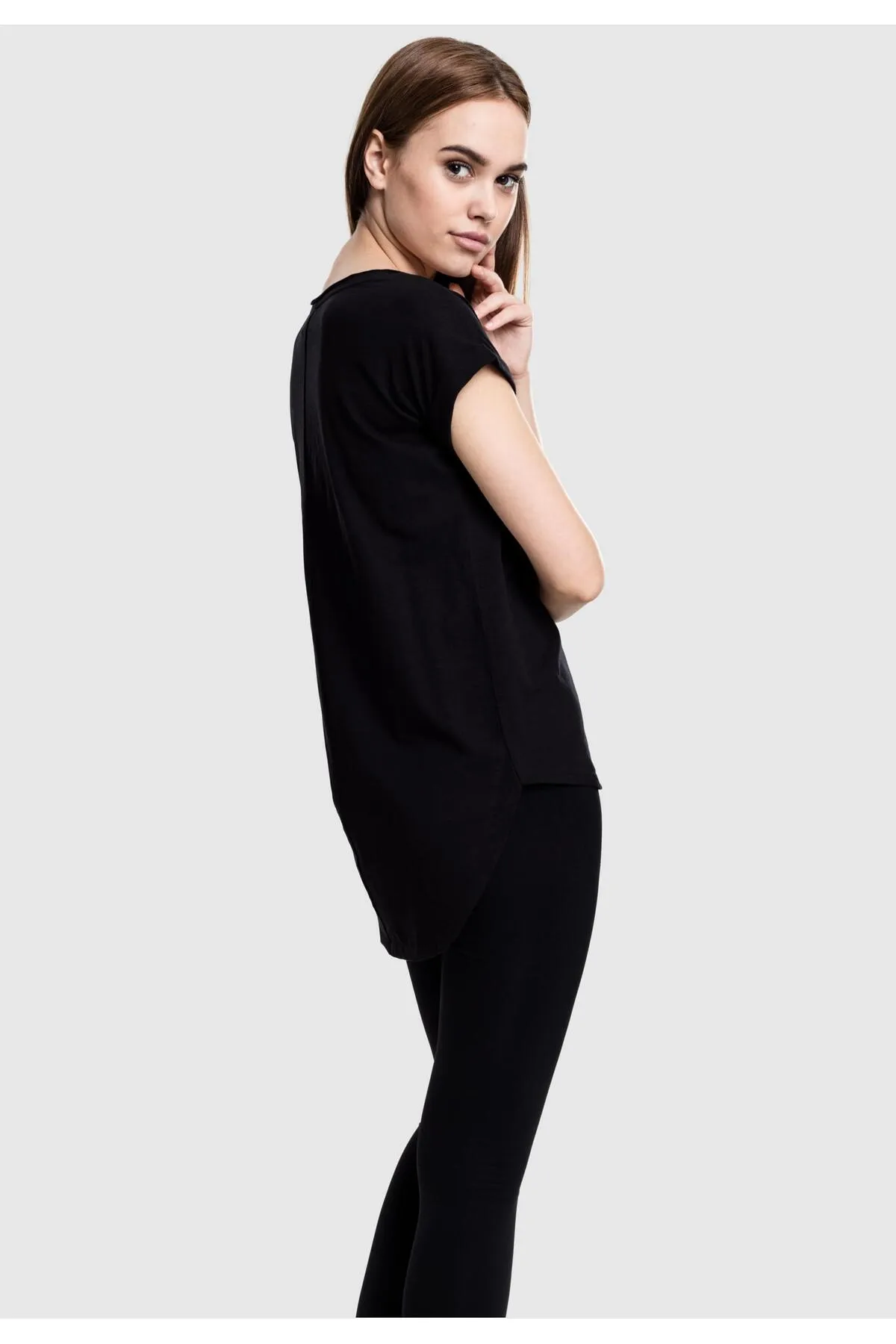 Urban Classics  Damen Long Back Shaped Slub Tee für Damen